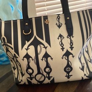 Tory Burch sailor themed tote